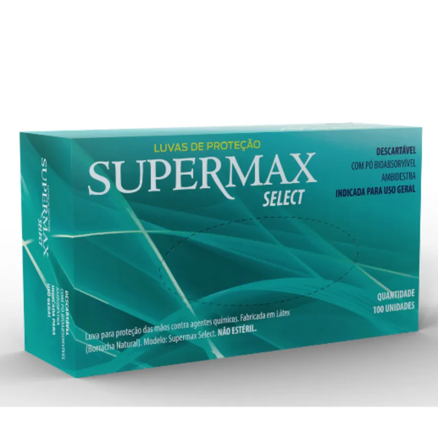 LUVA LATEX SELECT CAIXA 100 UNIDADES SUPERMAX