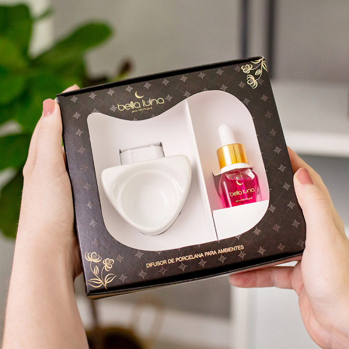 CONJUNTO DIFUSOR CERAMICA + ESSENCIA  BELLA LUNA