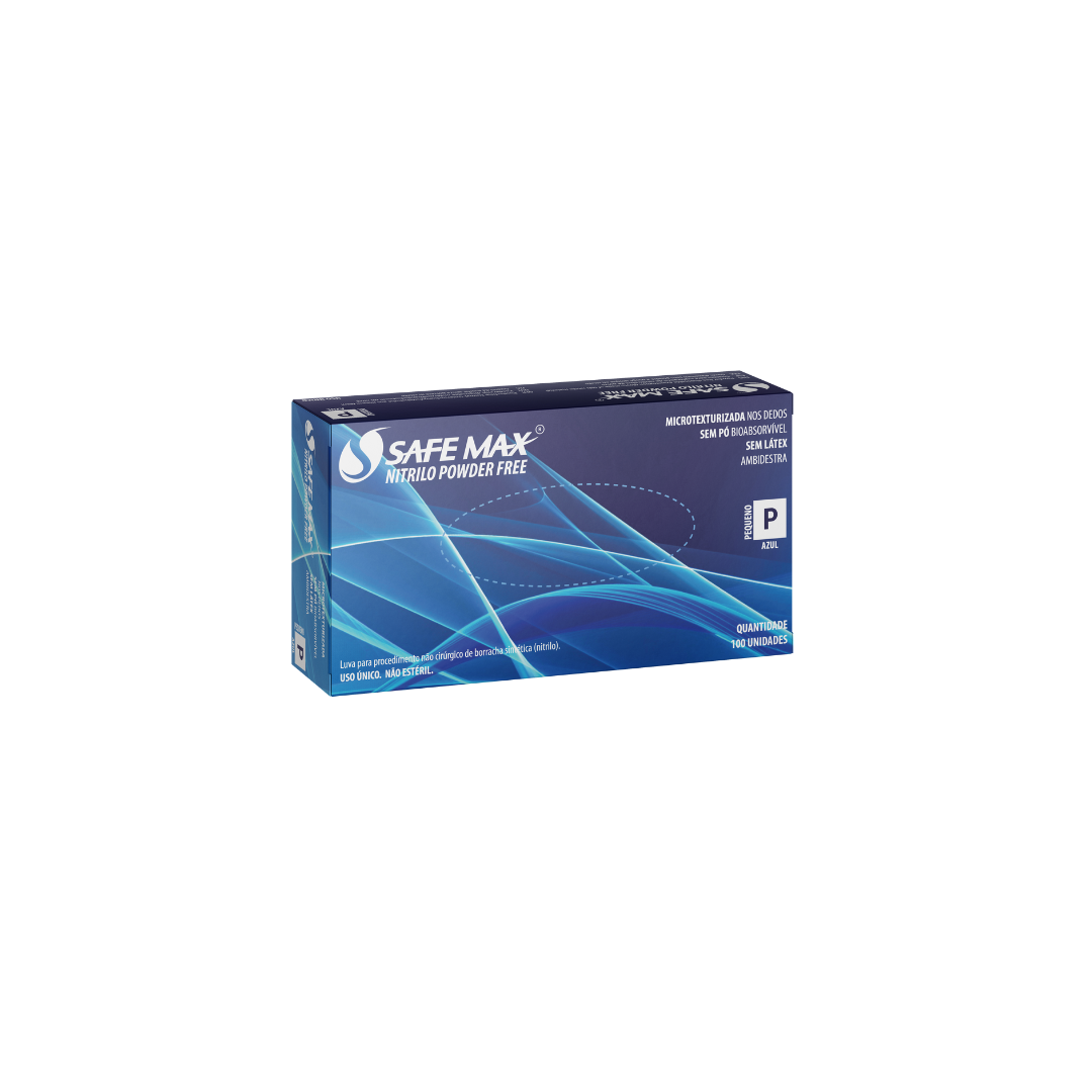 LUVA NITRILO SAFEMAX BLUE CAIXA 100 UNIDADES